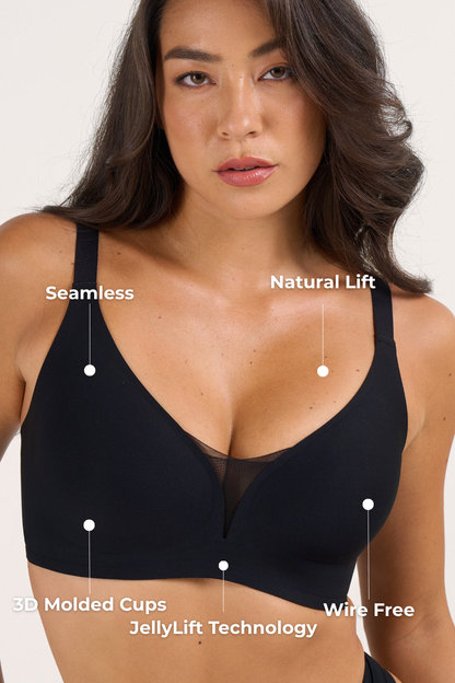 Support & Lift V-Neck Mesh Bra